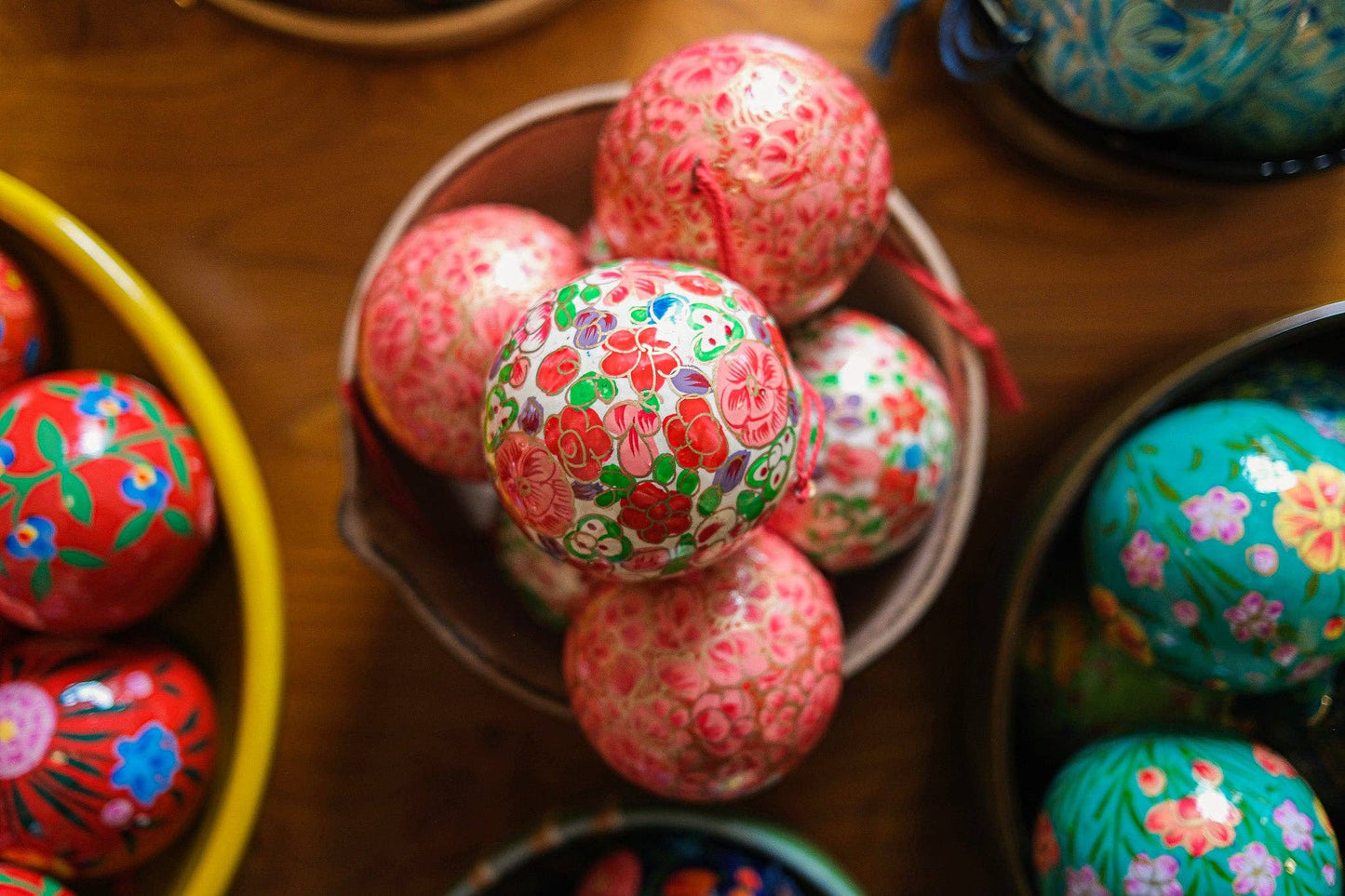 Crimson flower bauble with soft velvet hanging loop detail