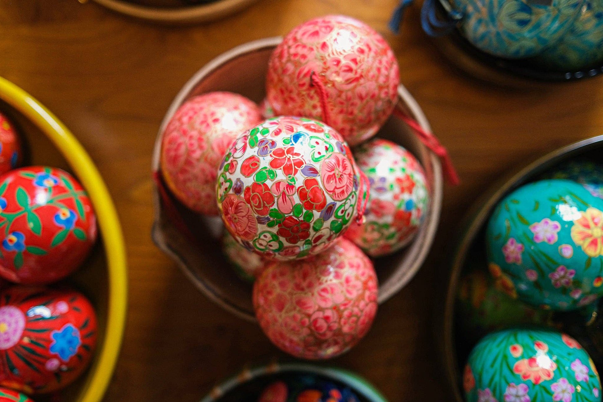 Crimson flower bauble with soft velvet hanging loop detail