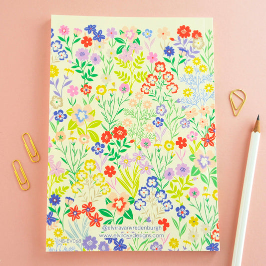 Close up of Botanics Flora Notebook floral design