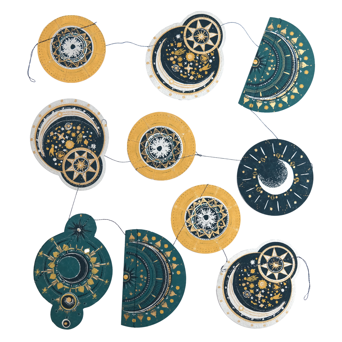 Beautifully detailed hand-printed paper planets and moons