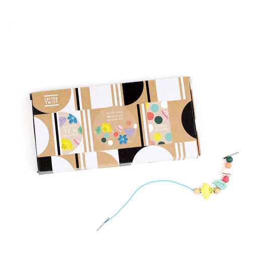 Wildflower Bracelet Making Kit for kids, wooden beads & elastic cords