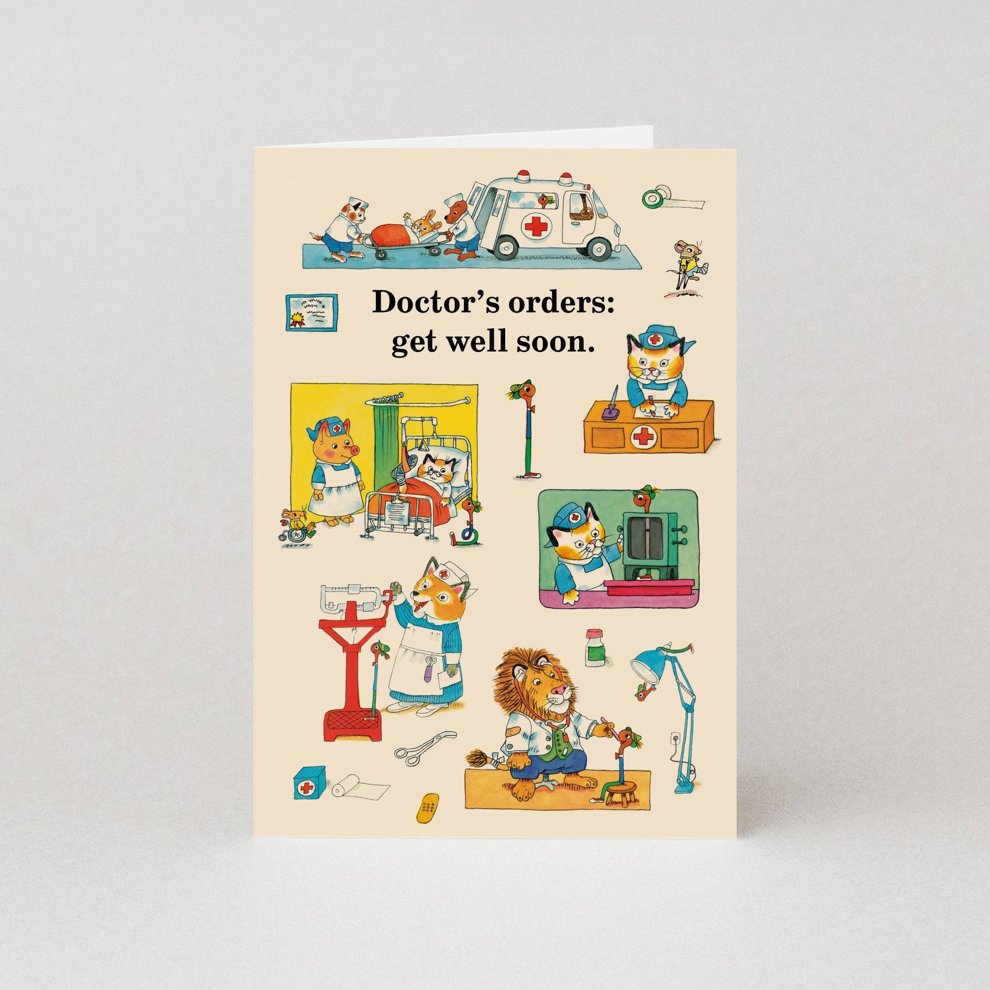 Richard Scarry Doctor's Orders Get Well Greetings Card with Plaid Envelope