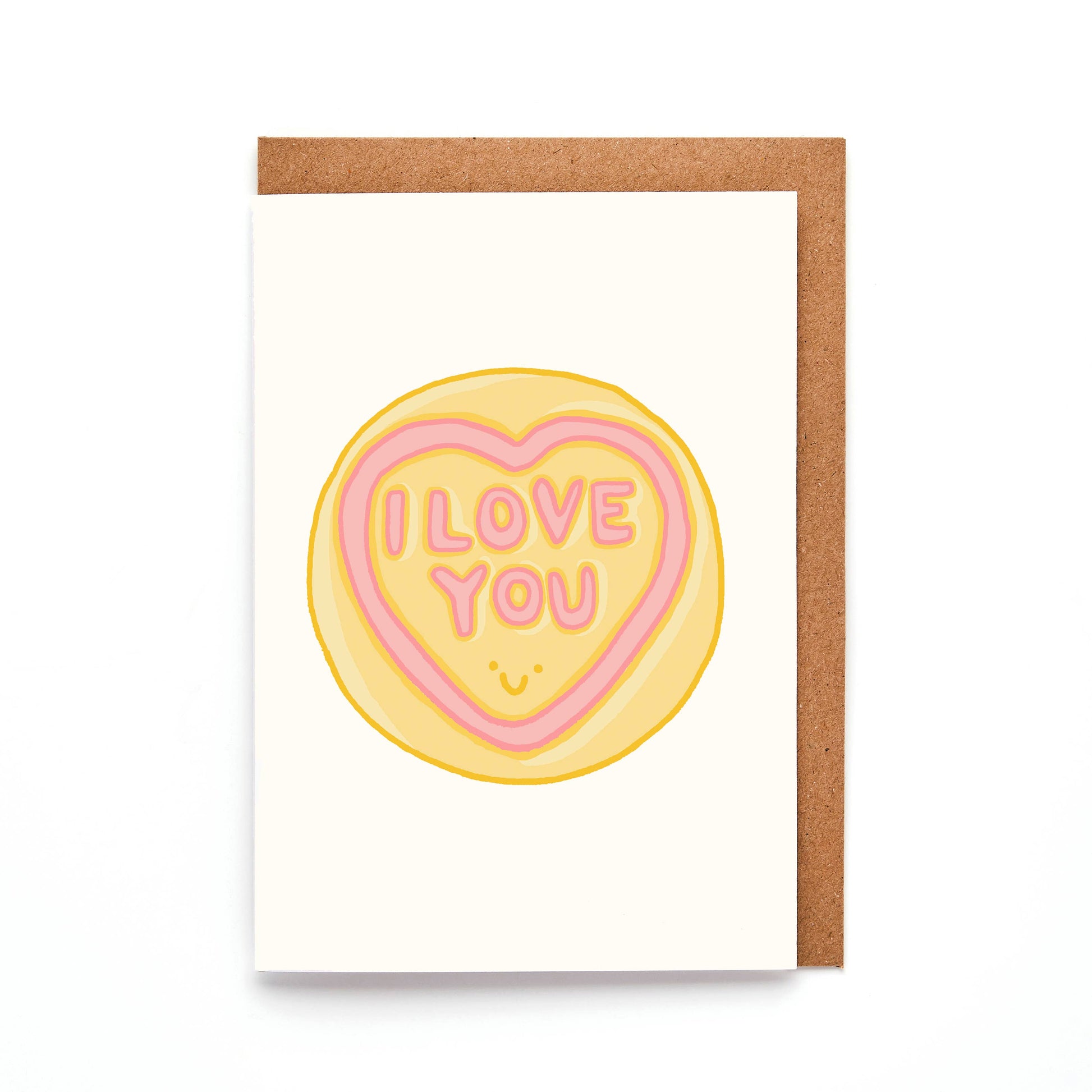 Retro style Love Heart mini card with Kraft envelope