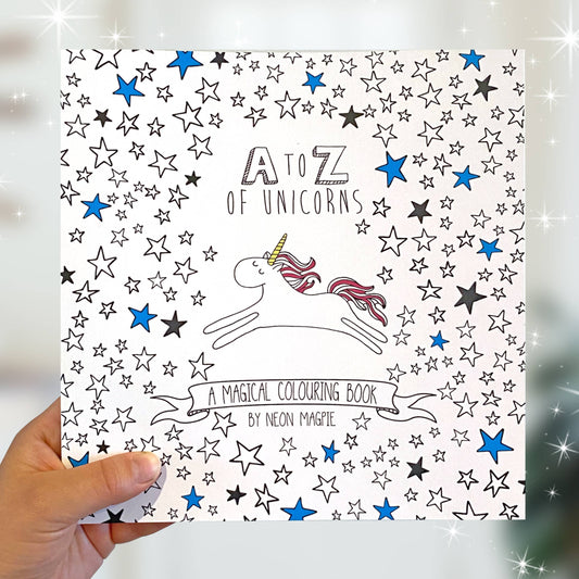 Inside pages of Unicorn Colouring Book showing intricate illustrations