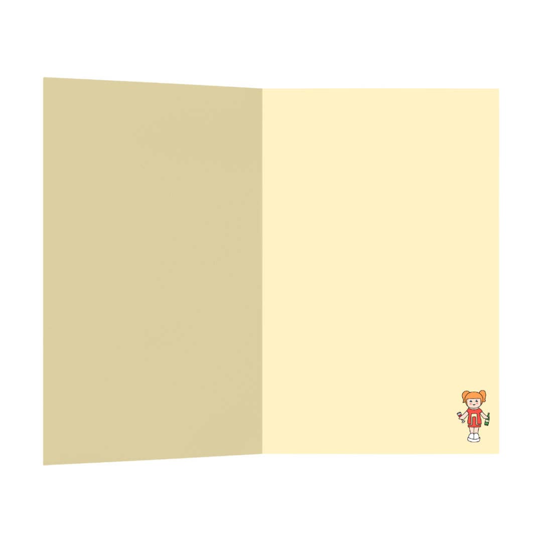 Polly's Birthday House Party Card with brown Kraft envelope