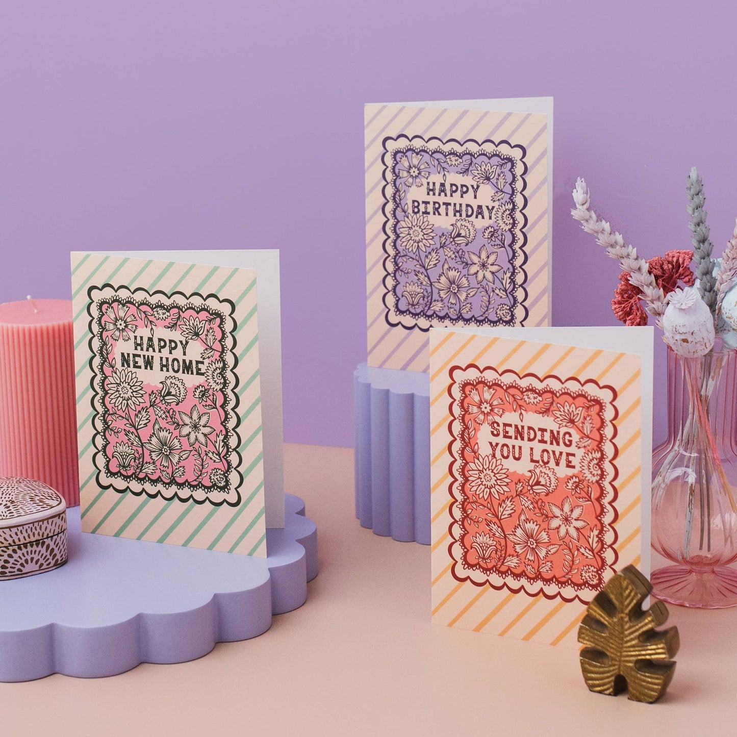 Indian Floral New Home Card with kraft envelope