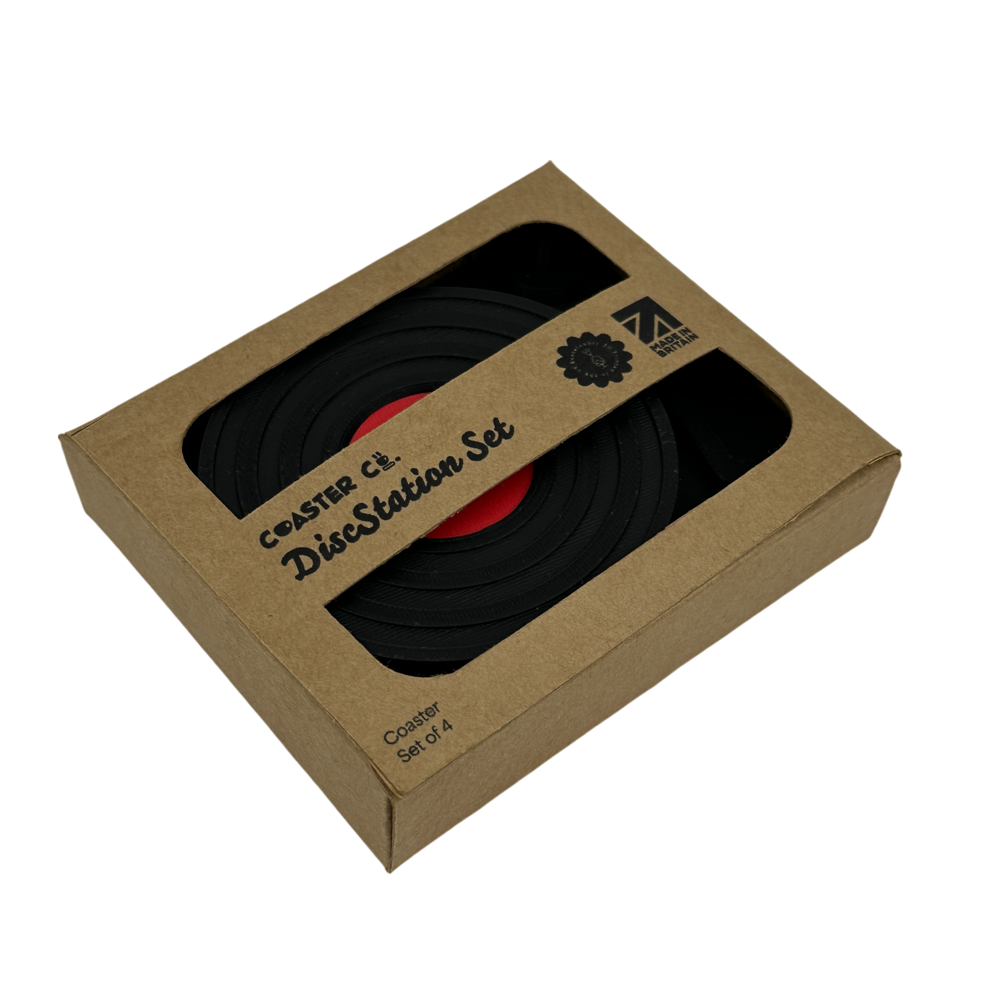 Close-up of Retro Vinyl Record Coaster, Eco-Friendly Home Decor