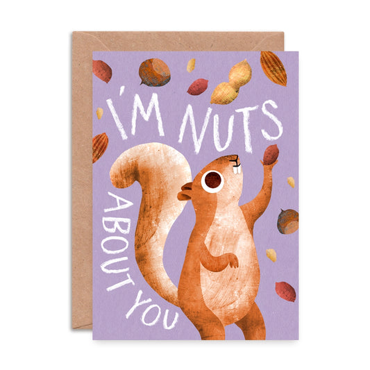 Nuts About You Squirrel Valentine's Card by Emily Nash Illustration