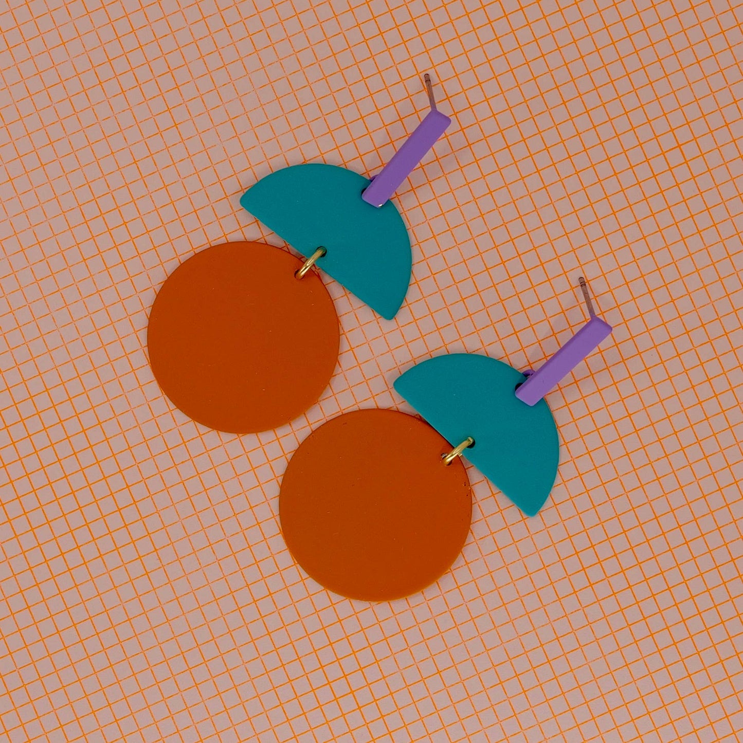 Lime and Ink blue bold earrings