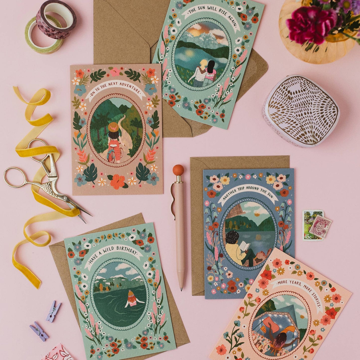 A6 Wild Birthday card with brown kraft envelope