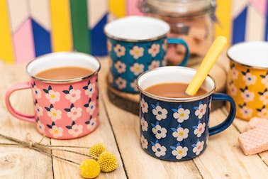 Sustainable pink enamel mug gift for her