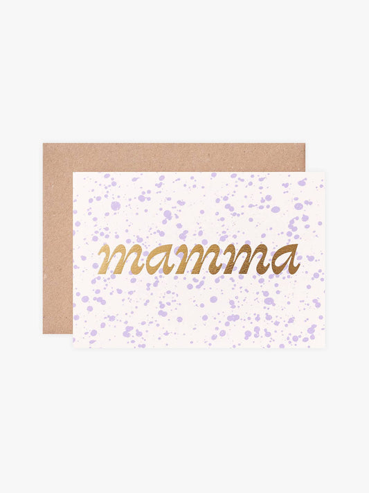 Hand-stamped Mamma Birthday Card on Recycled Stock