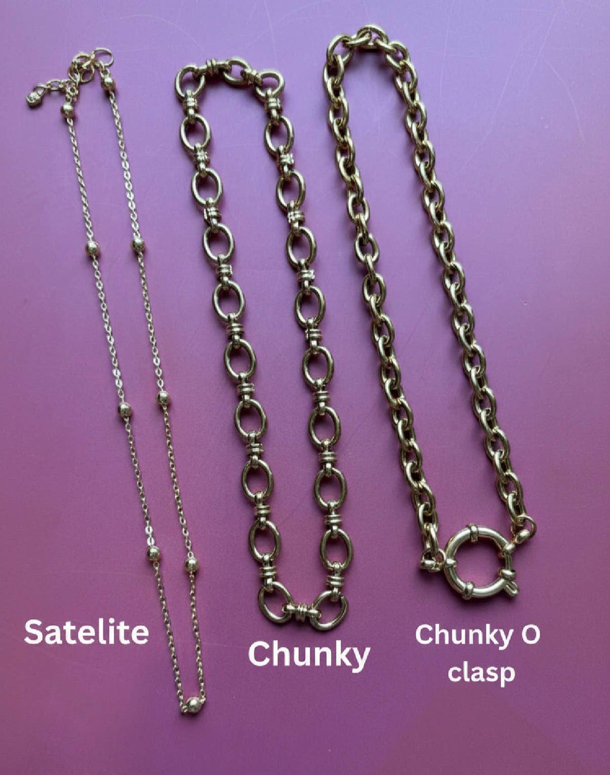 Close up of gold star pendant on choice of chain