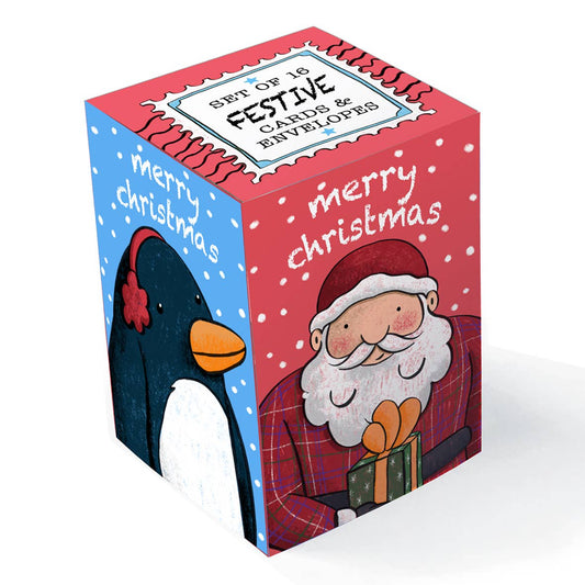 Festive Mini Christmas Card Box featuring 16 A7 holiday cards