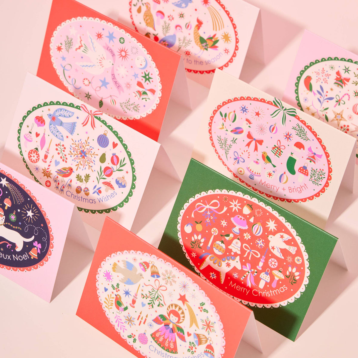 Cute festive woodland animal illustrations on luxury card