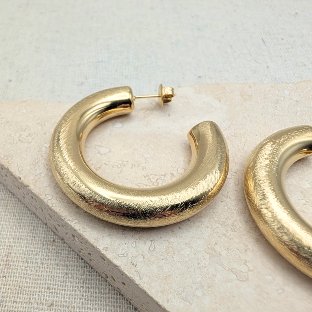Everyday range waterproof gold hoop earrings with butterfly back