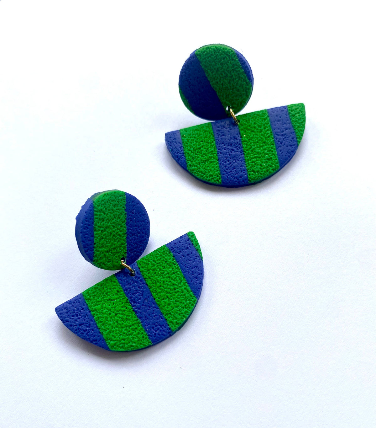 Handmade colourful polymer clay drop earrings by Forget Me Not and Green