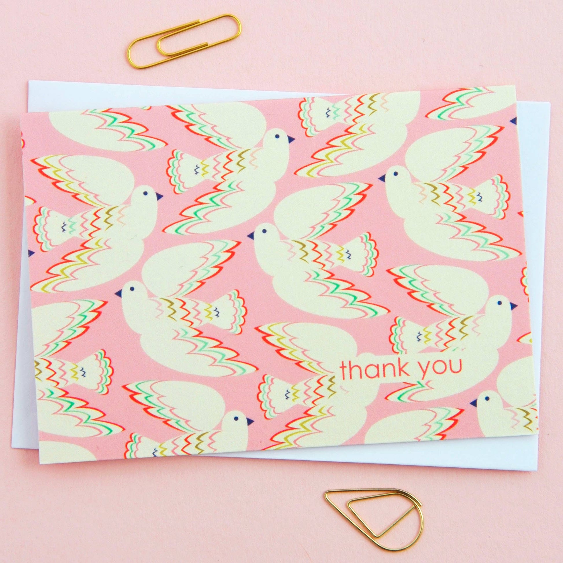Pack of 8 bird-themed thank you notecards, each with a different illustration, printed on UK-made 350gsm matt card with envelopes included.