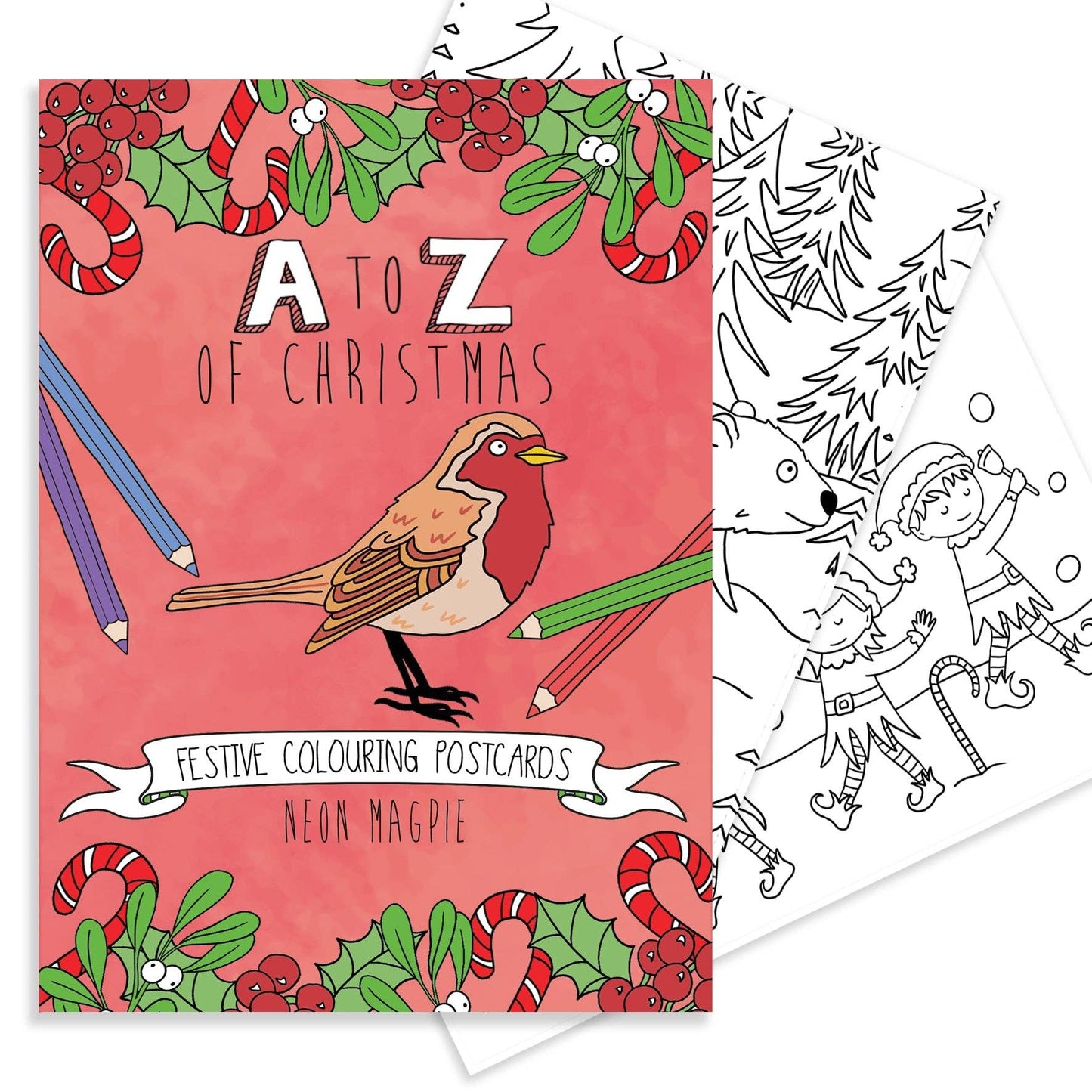 Christmas Dinosaur Colouring Postcard Set, A6, sustainably sourced