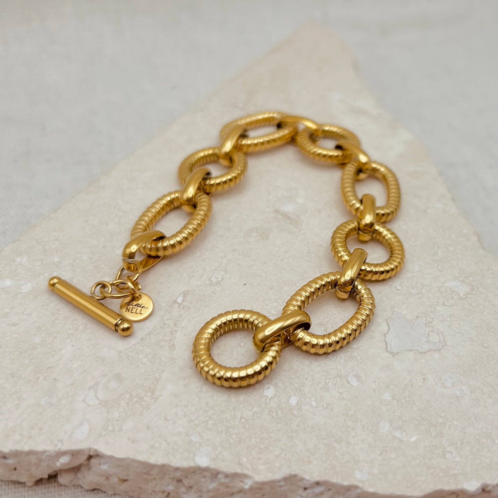 Gold Plated Stainless Steel T Bar Bracelet