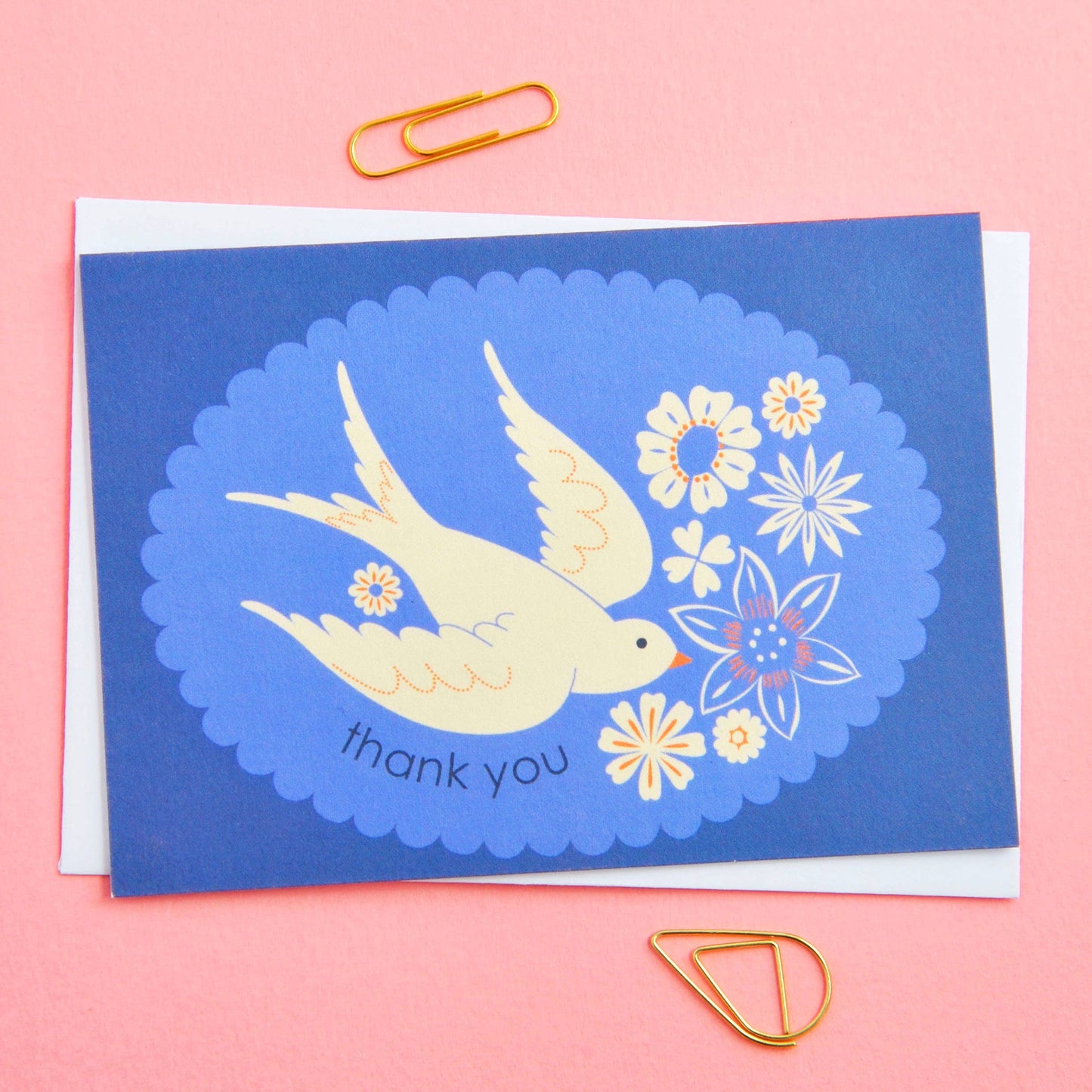 Birds & Borders Thank You Notecard Set, sustainable UK printed stationery