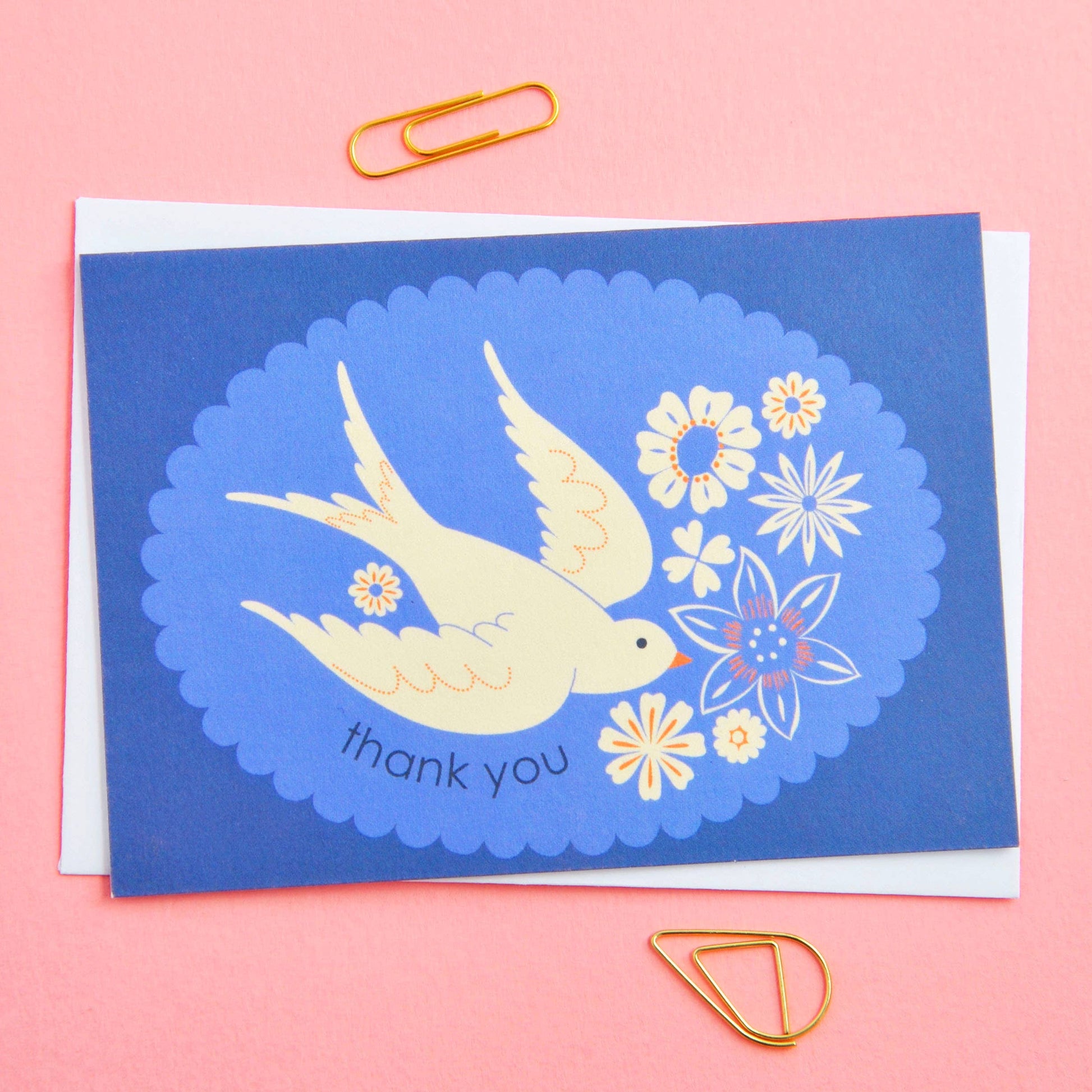 Birds & Borders Thank You Notecard Set, sustainable UK printed stationery