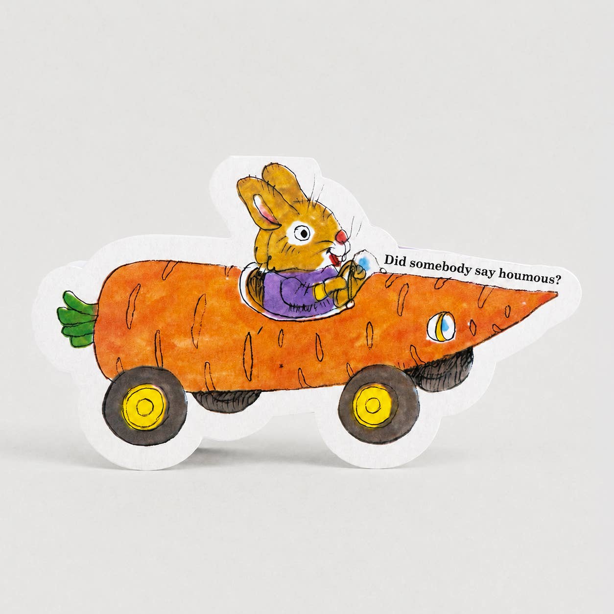 Richard Scarry Carrot Bunny Car Die-Cut Greeting Card