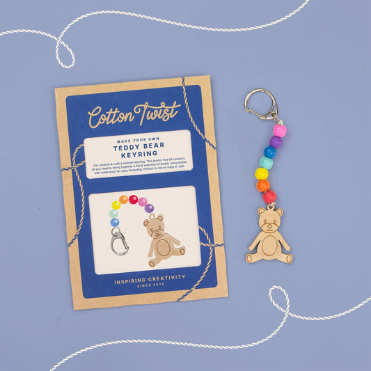 Make Your Own Teddy Bear Keyring craft kit in kraft envelope
