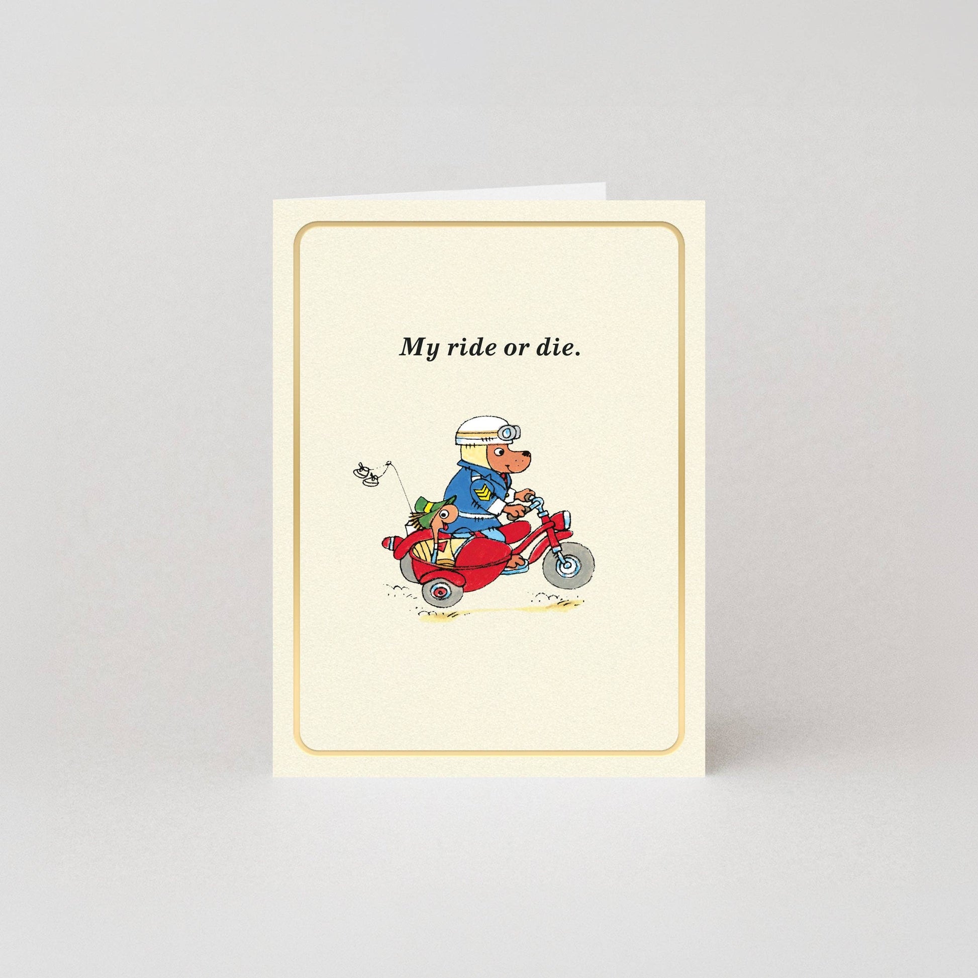 My Ride Or Die Gold Foil Mini Card by Studio Boketto