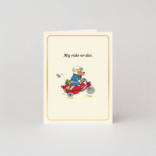 My Ride Or Die Gold Foil Mini Card by Studio Boketto