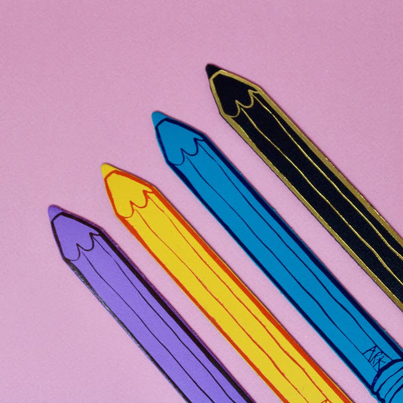 Pencil shaped leather bookmark for teachers