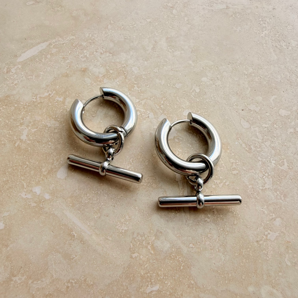 Hypoallergenic silver bar earrings for sensitive skin