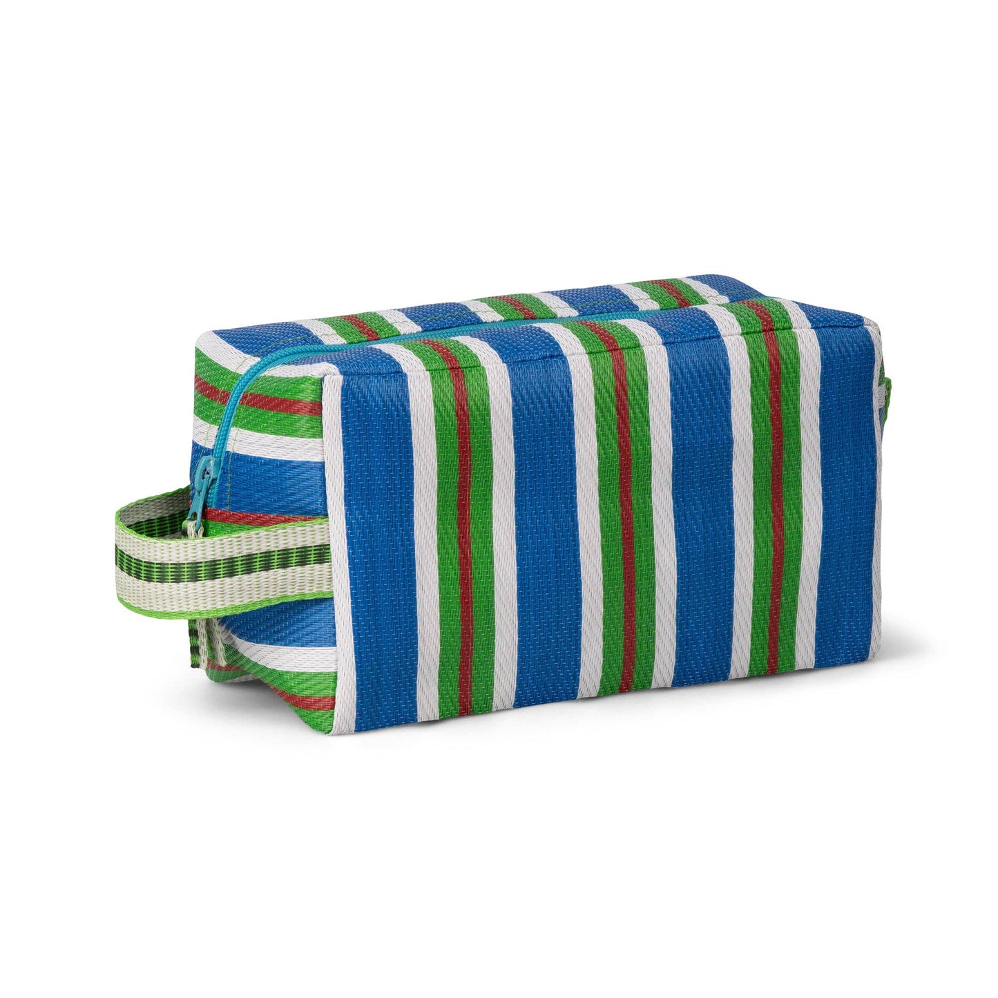 Eco Woven Wash Bag in Medici Blue and Grass Green front view
