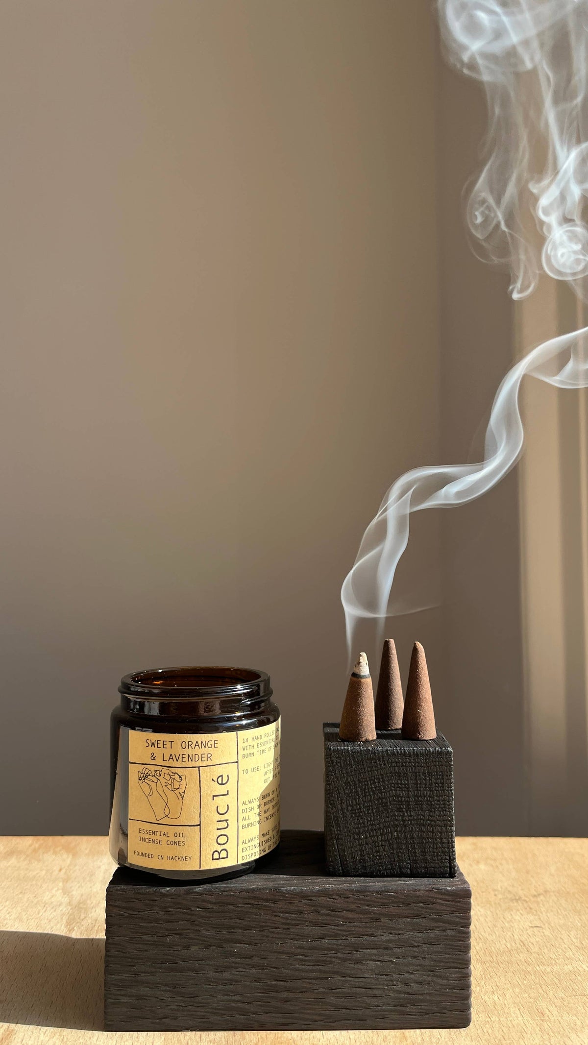 Sweet Orange & Lavender Incense Cones in Amber Glass Jar