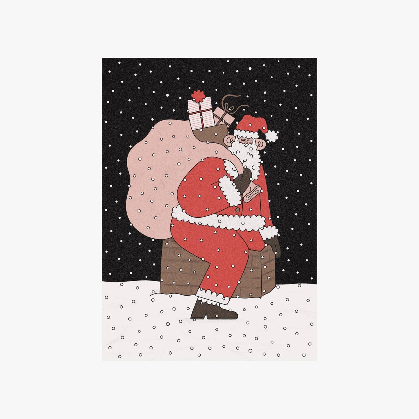 Santa Chimney Christmas Card by Holly Fuller, certified plastic-free 300gsm card with kraft envelope, A6 size, UK designed eco-friendly festive greeting.