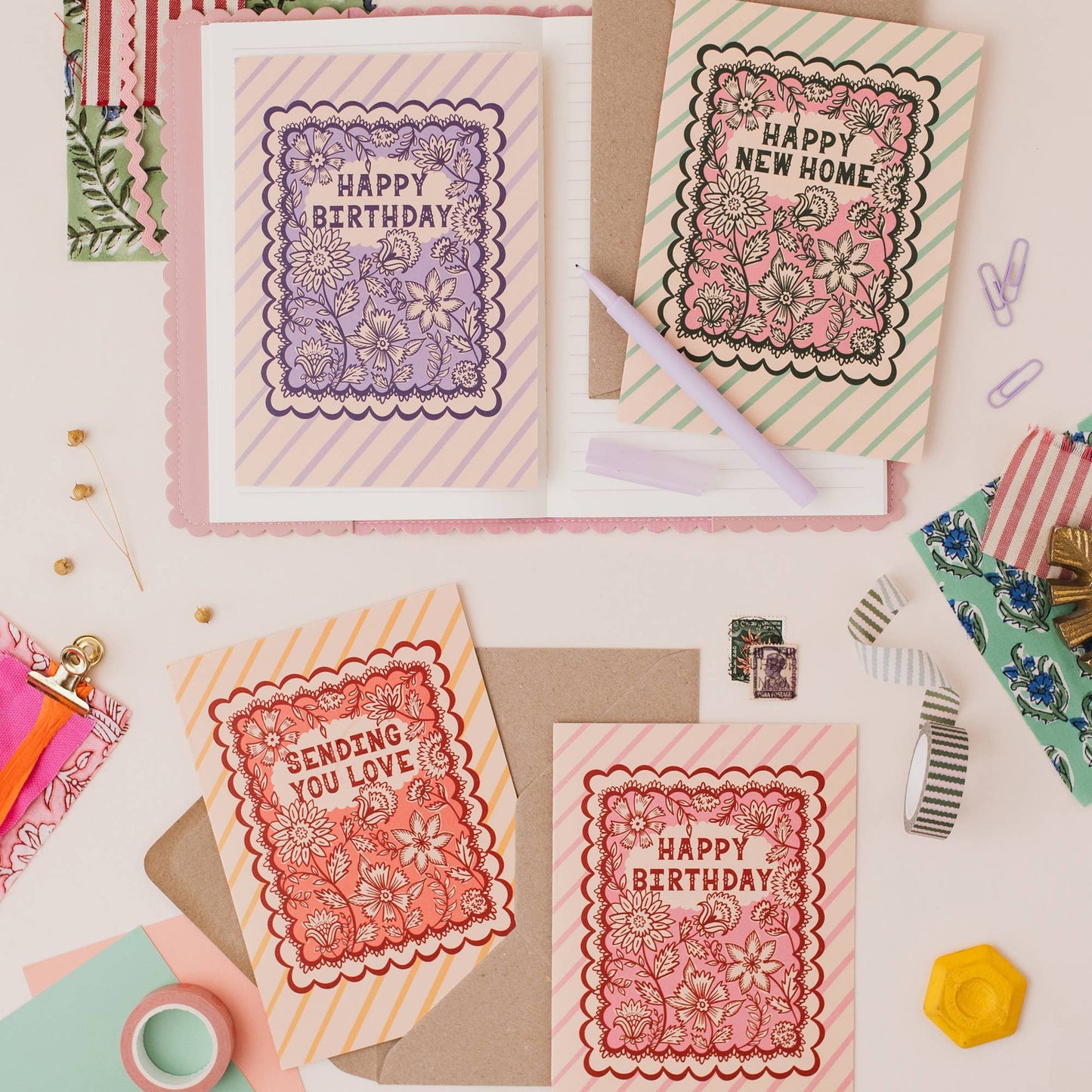 Hand holding Indian Floral New Home Card