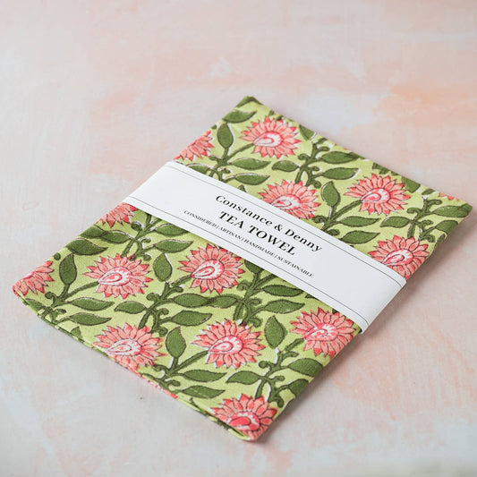 Pressed Petals Peony Cotton Tea Towel