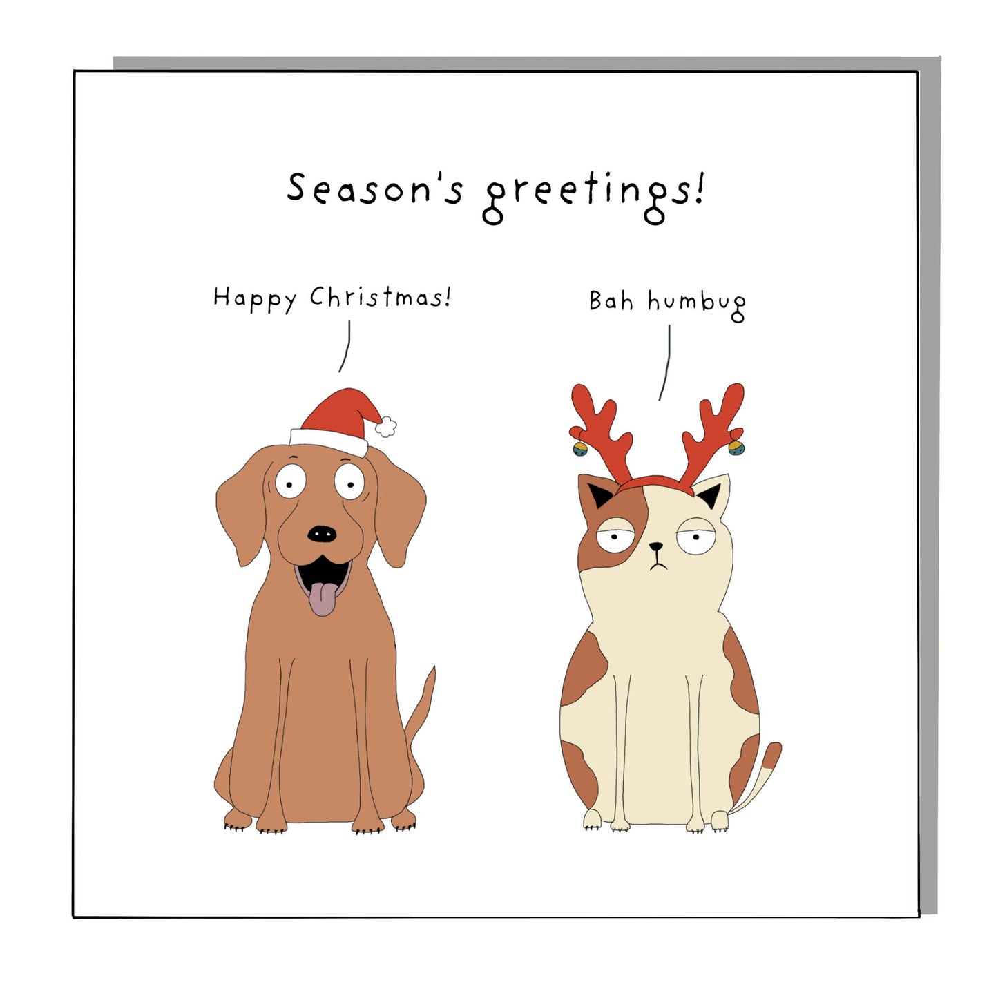 Bah Humbug funny eco-friendly Christmas card with recycled grey envelope