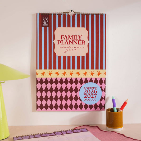 2026 - 2027 Boho Circus A3 Family Academic Wall Calendar front cover