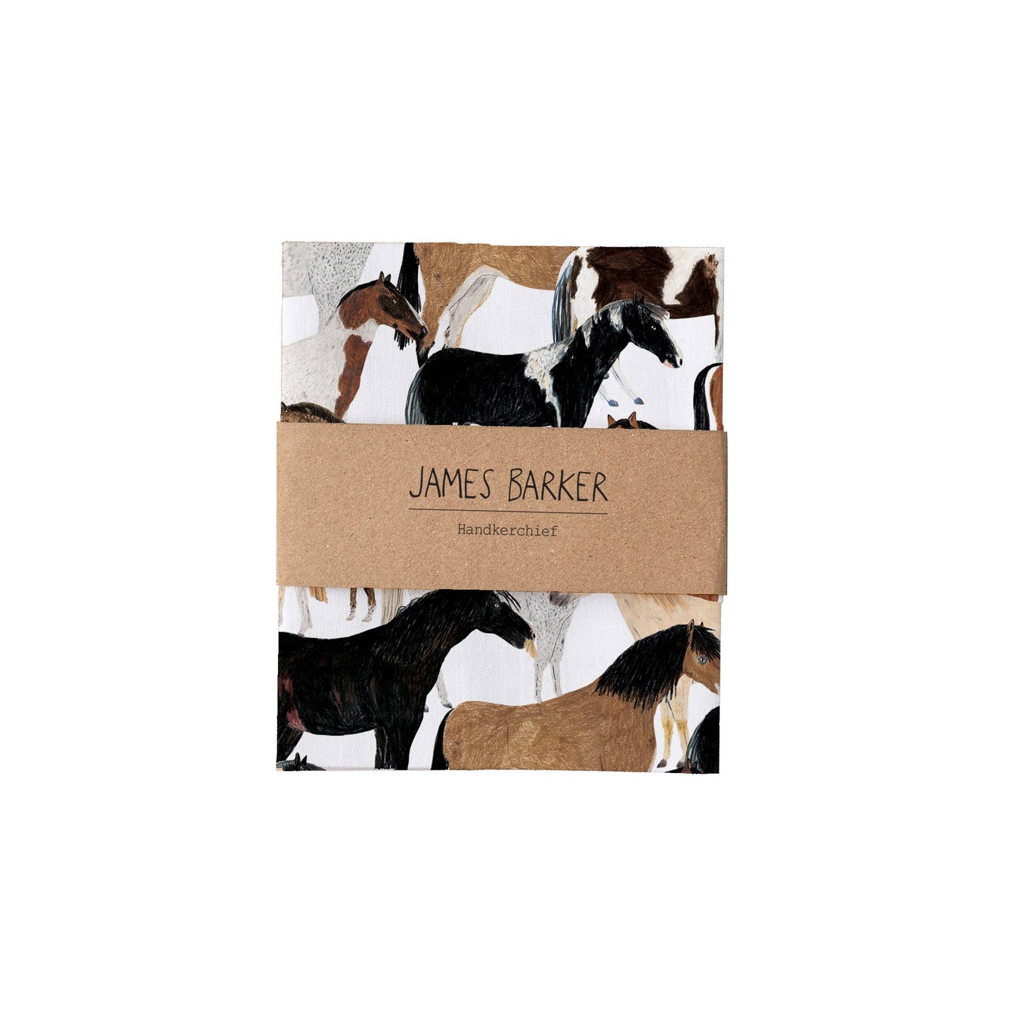 Ponies handkerchief pocket square with repeat pony illustrations in vibrant colours on poplin cotton, designed in London studio.