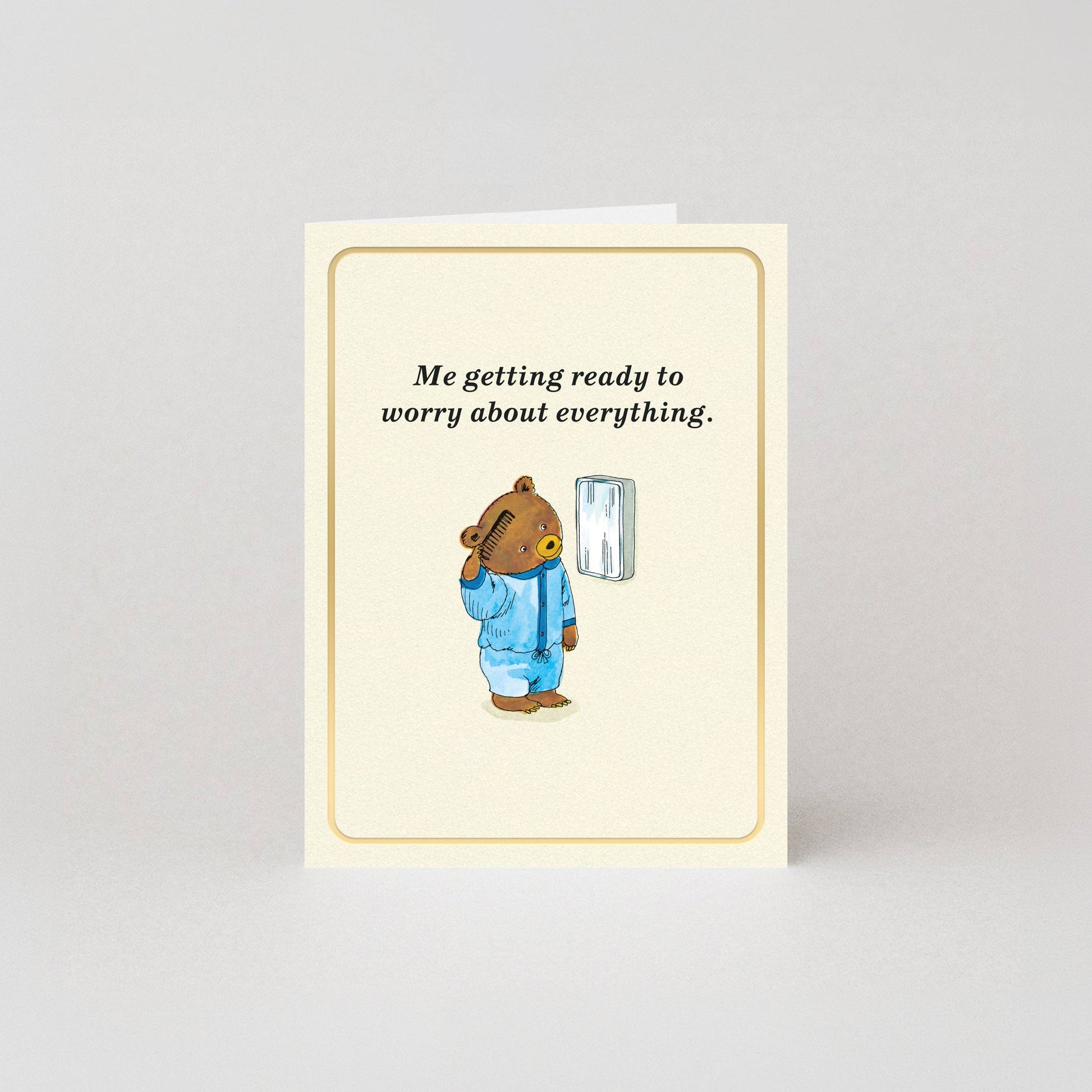 Richard Scarry Worry Gold Foil Mini Card front view