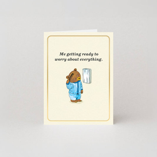 Richard Scarry Worry Gold Foil Mini Card front view