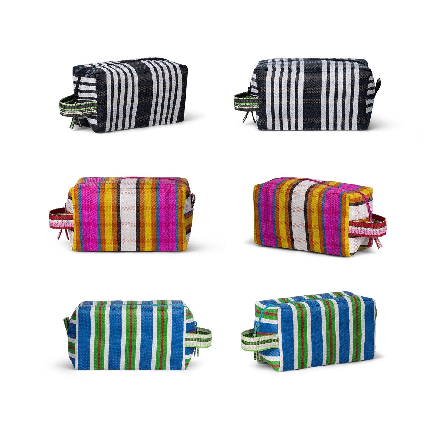 Sustainable travel toiletry bag with sturdy handle