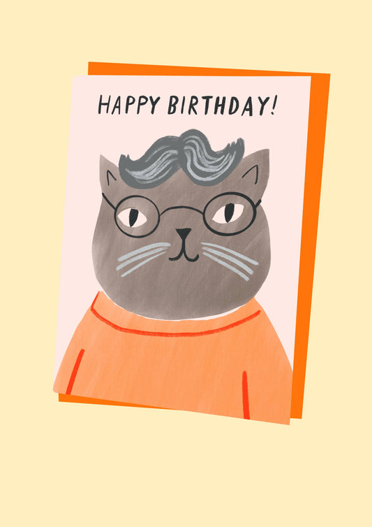 Sustainably sourced grey cat card with matching envelope