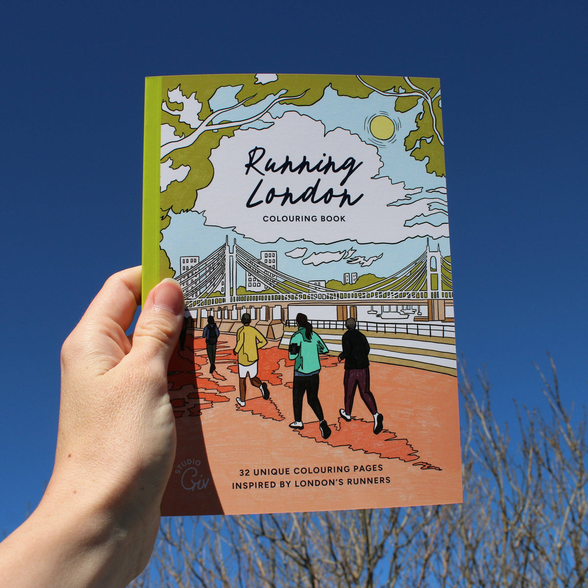 Back cover of Running London adult colouring book