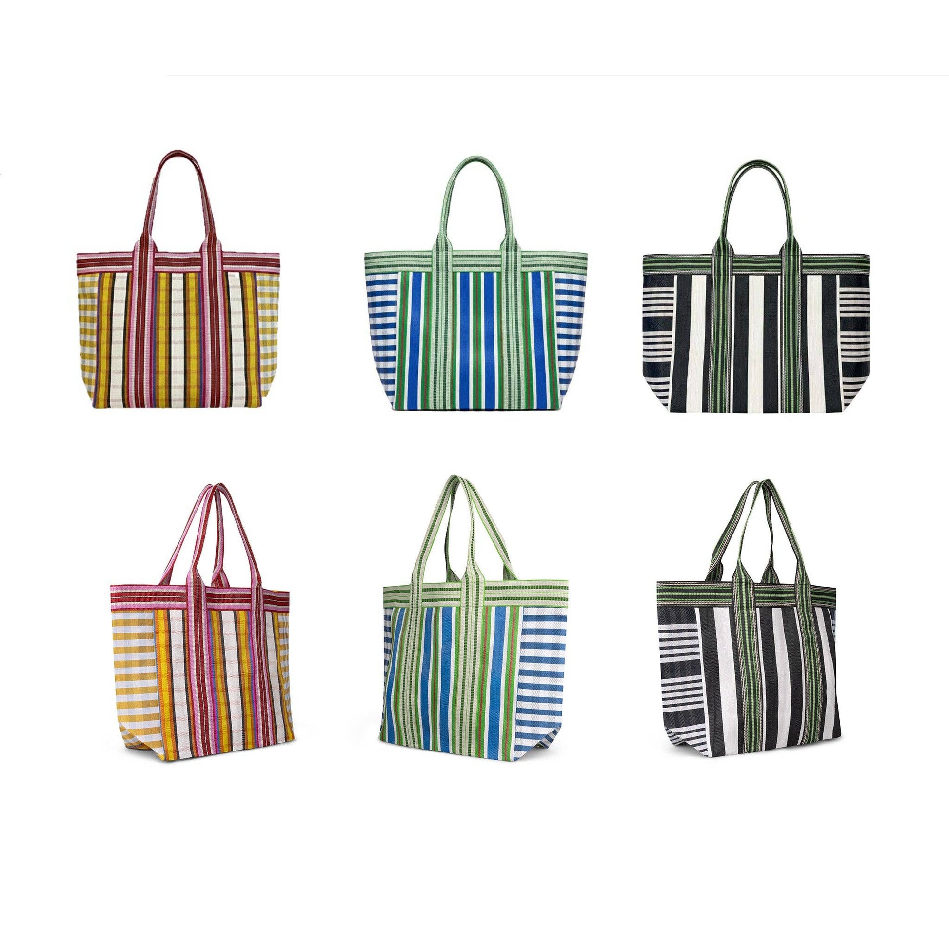 Medici Blue and Grass Green striped eco shopper bag