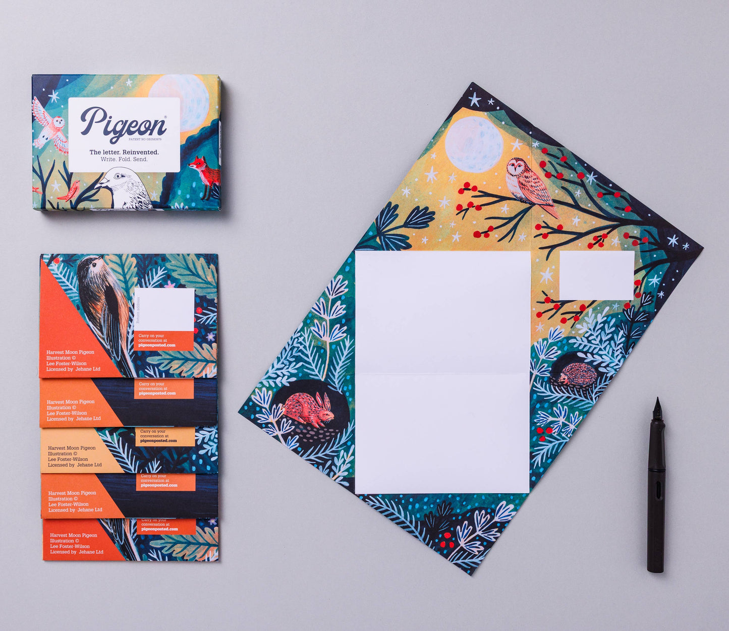 Sustainably sourced winter bird design folding note cards by Pigeon