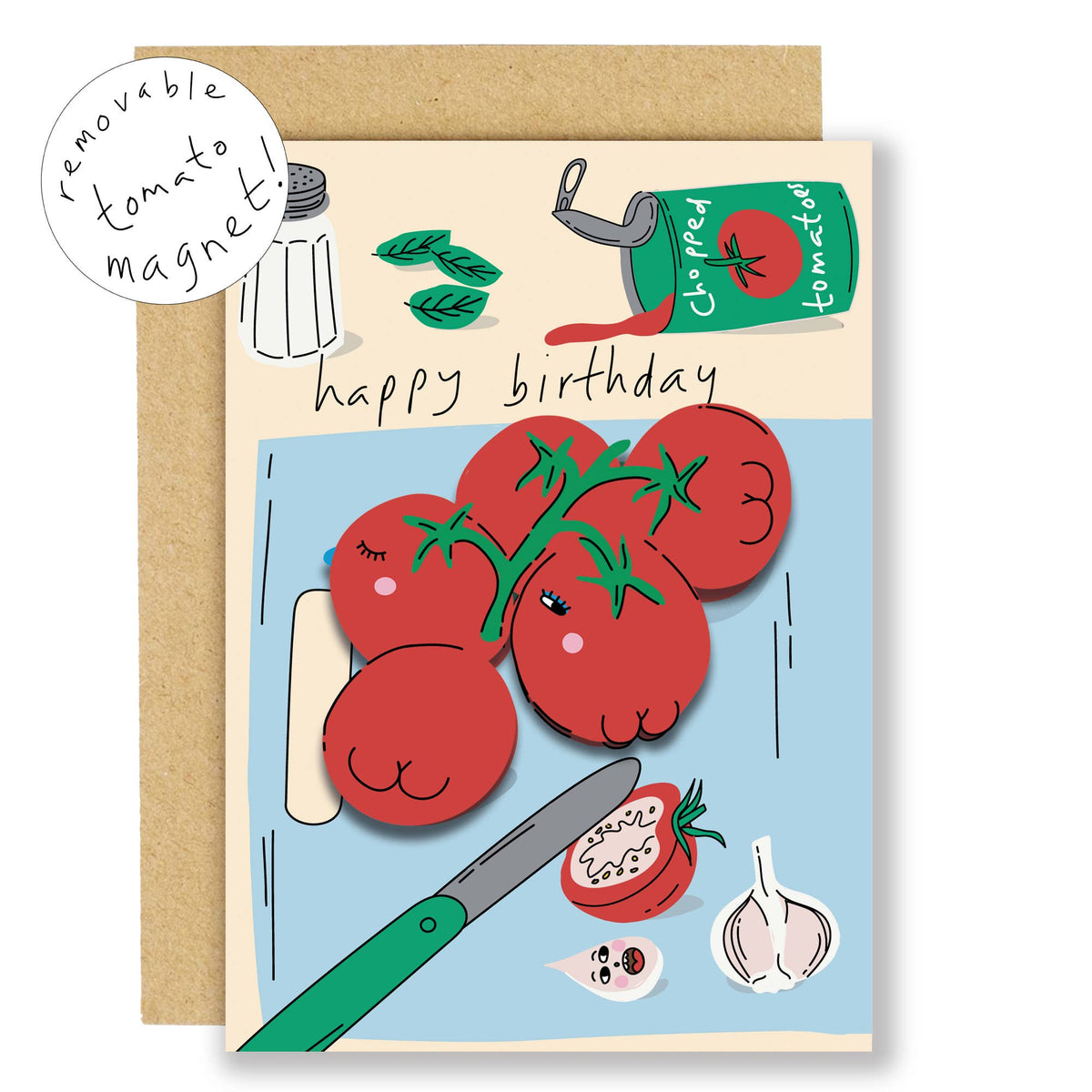 Tomato design magnet greeting card with removable fridge magnet