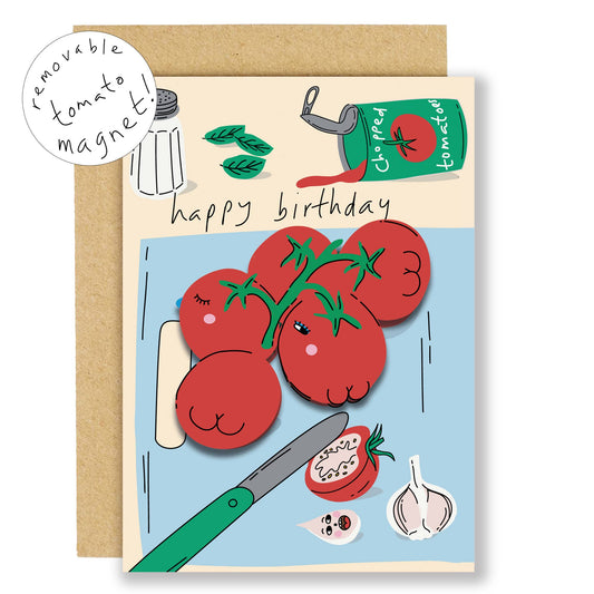 Tomato design magnet greeting card with removable fridge magnet