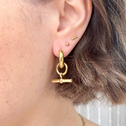 Gold Bar 18k gold plated Hoop Earrings